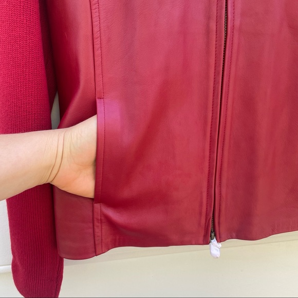 NWT Pendleton red wool and leather zip up jacket size M - Picture 5 of 15